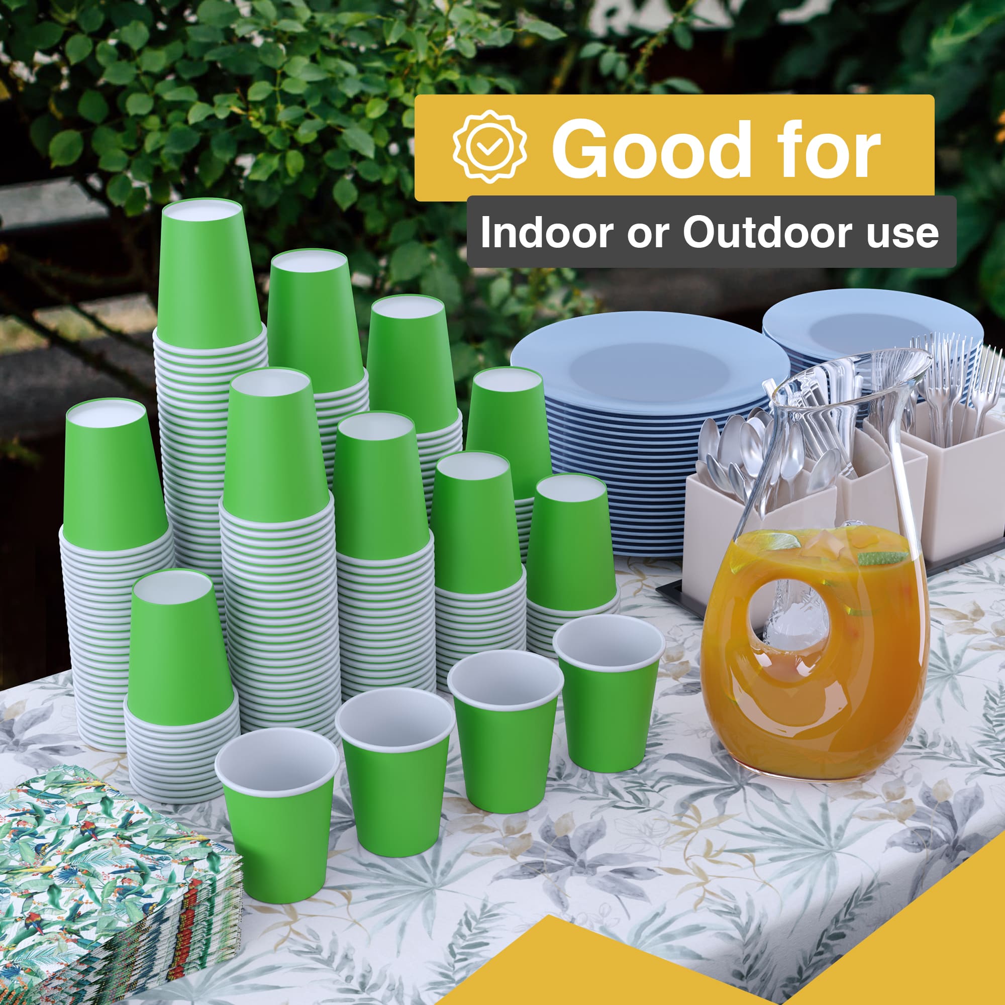 12 Oz. Lime Green Paper Cups | 20 Count