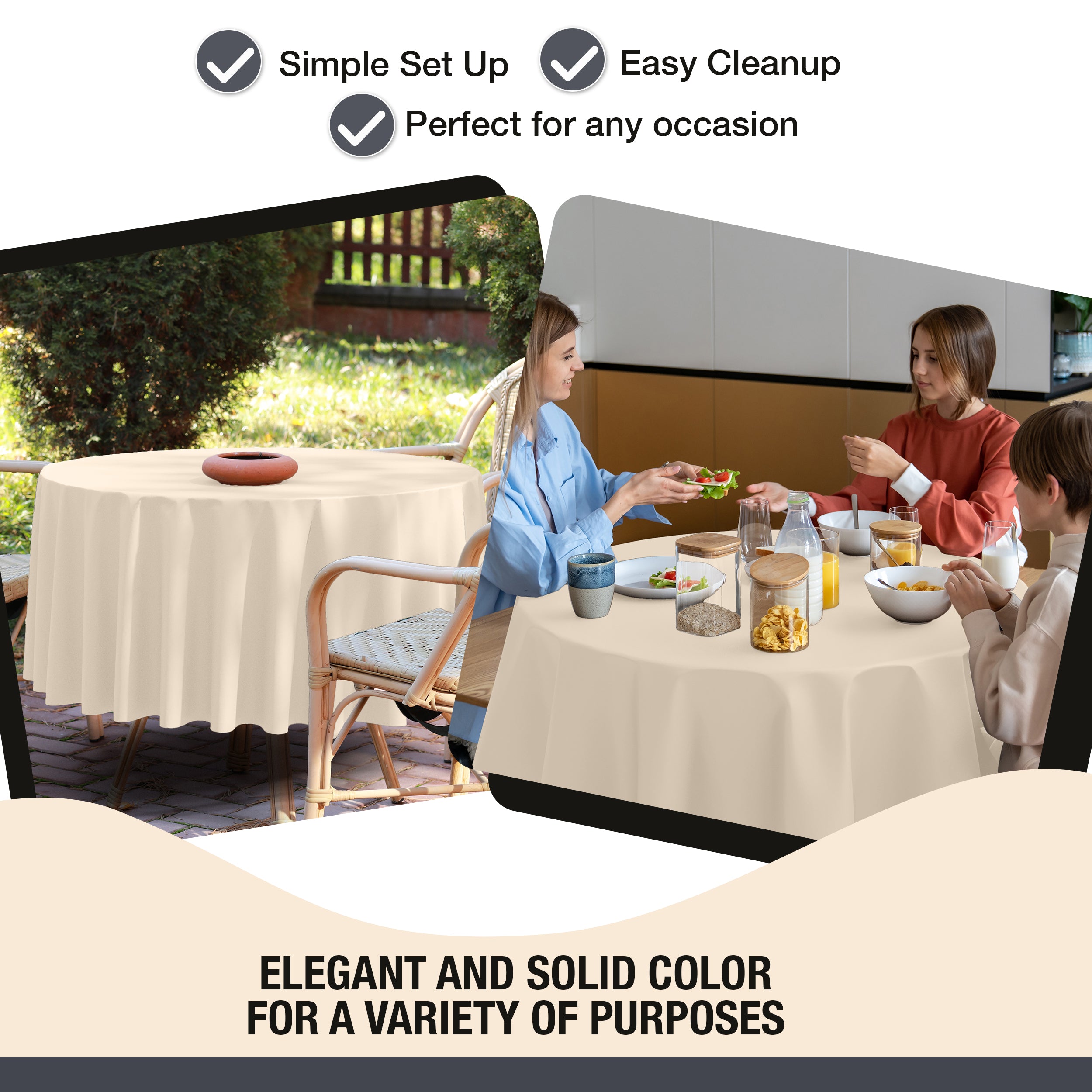 Premium 60" Round Ivory Table Cover