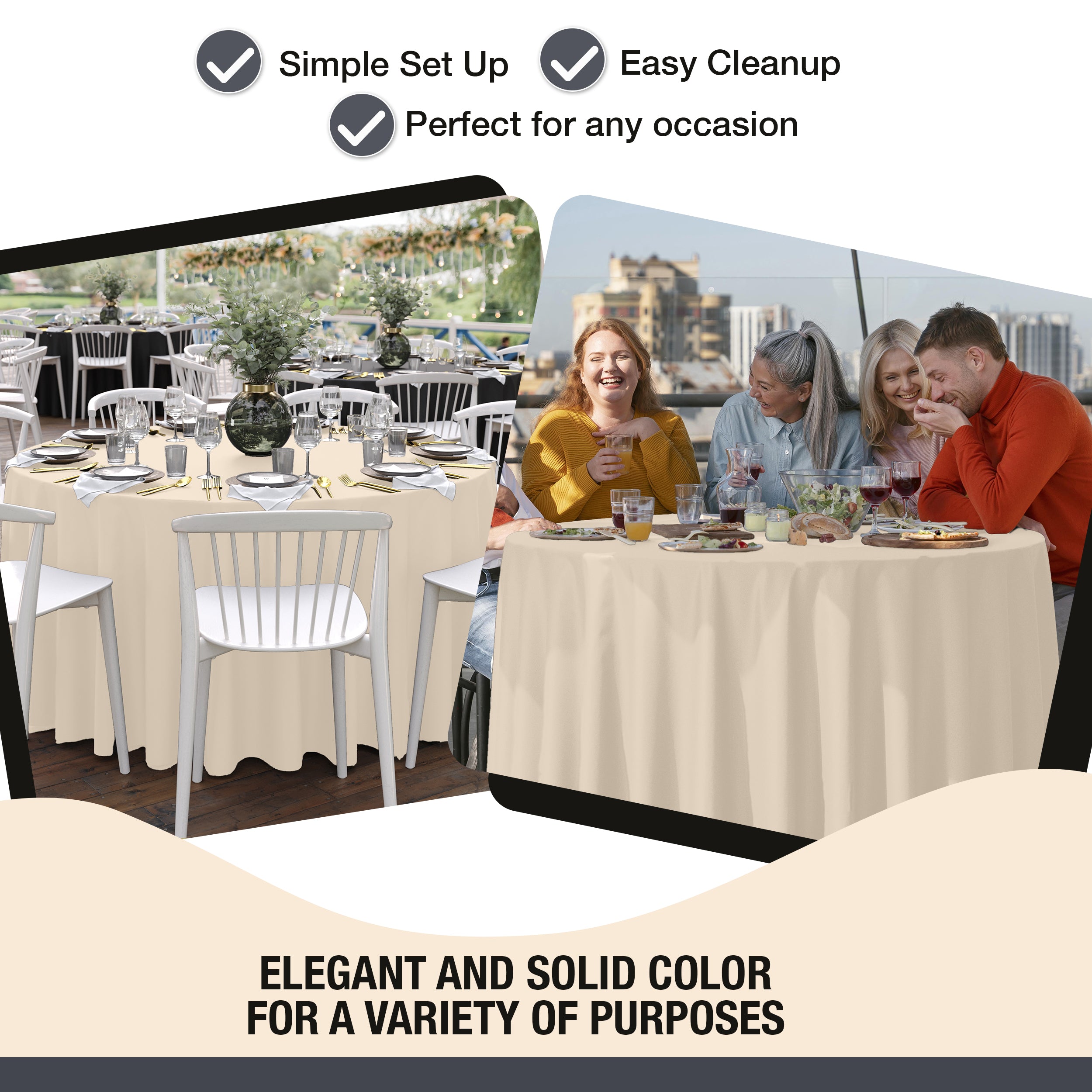 Premium 108" Round Ivory Table Cover