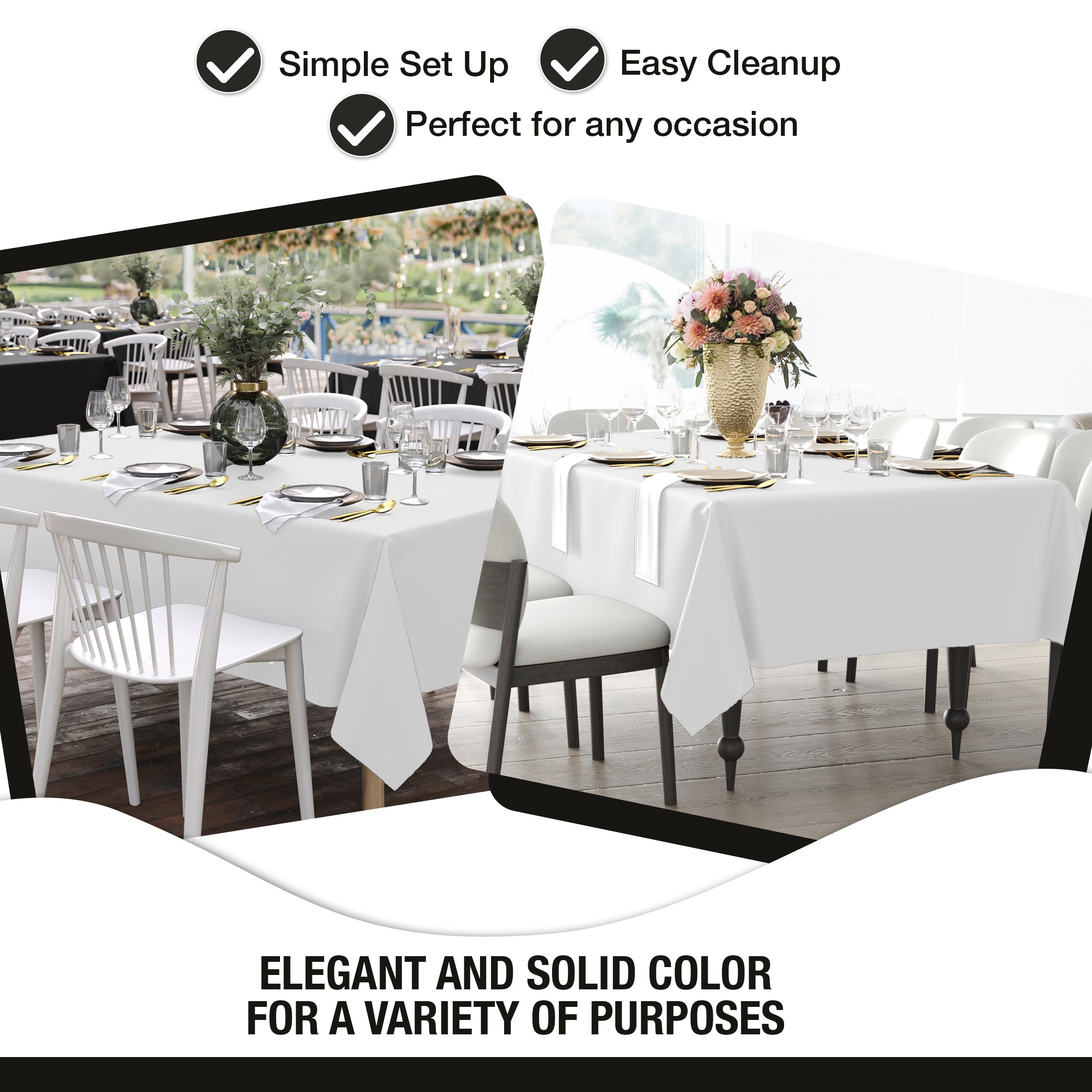 Premium White Rectangle Table Cover 60" x 85" | 1 Pack