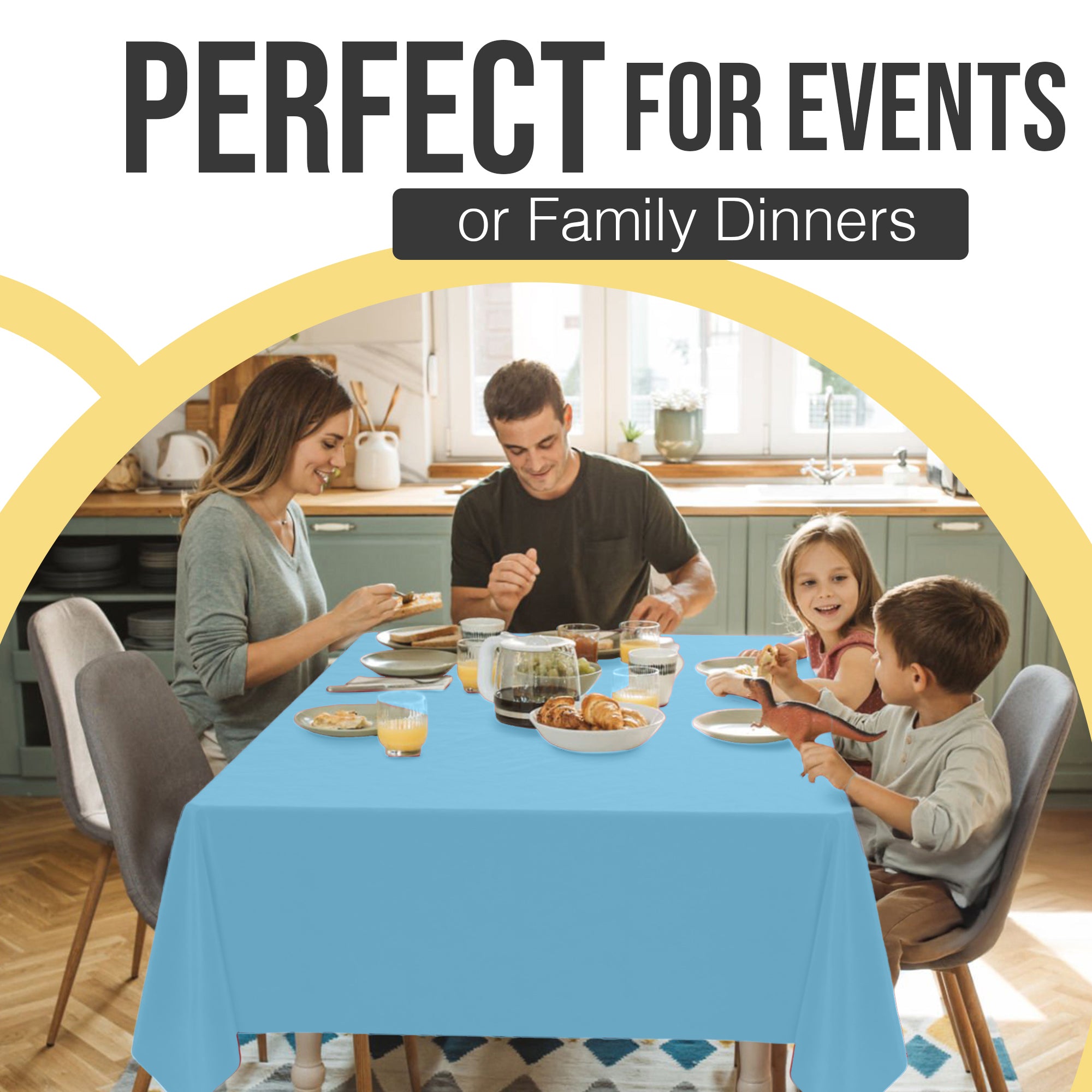 Premium Sky Blue Plastic Table Cover | 54 in. x 108 in.