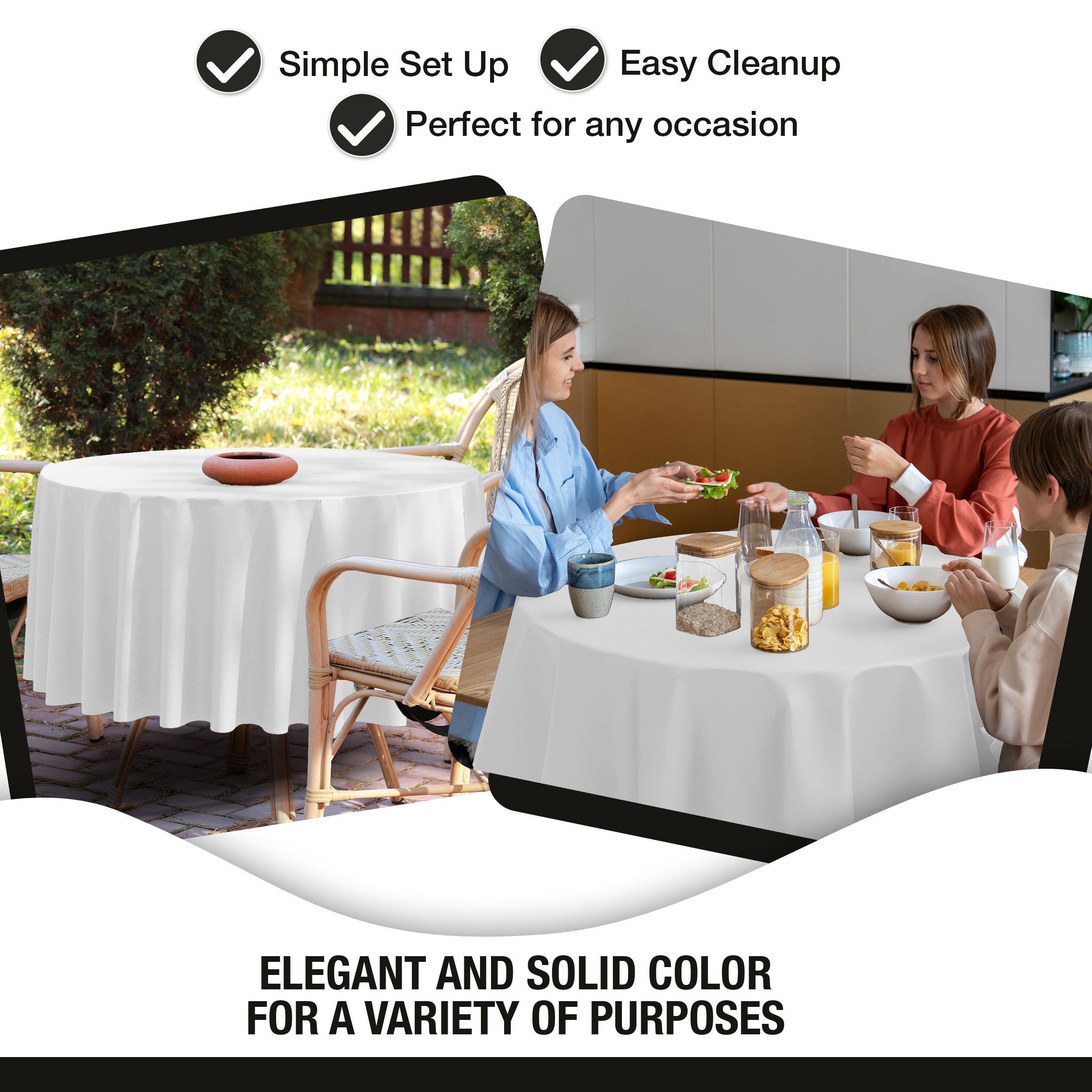 Premium 70" Round White Table Cover