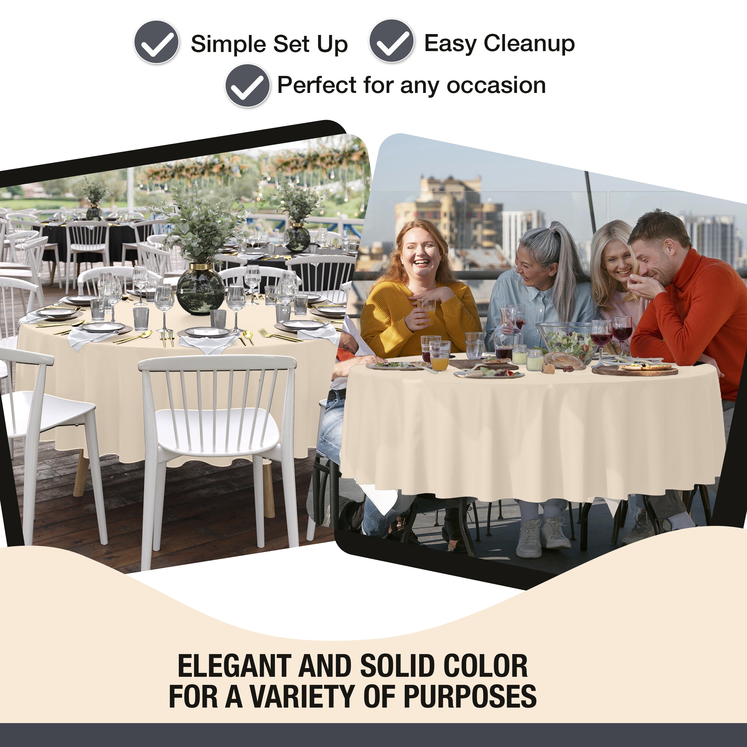 Premium 90" Round Ivory Table Cover