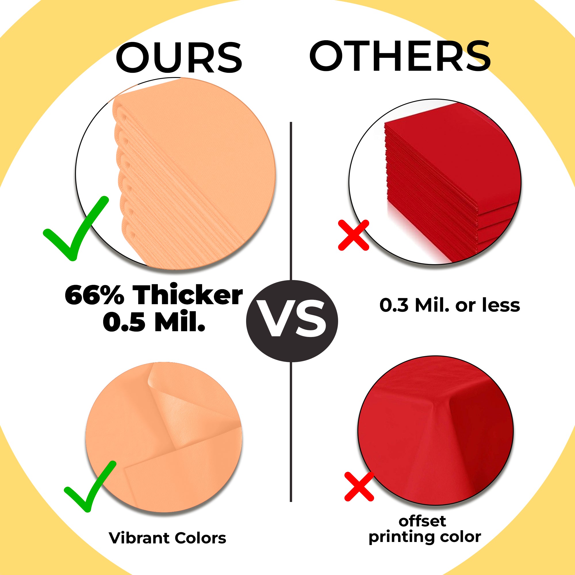 Premium Round Peach Plastic Table Cover | 84 in. | Case of 96