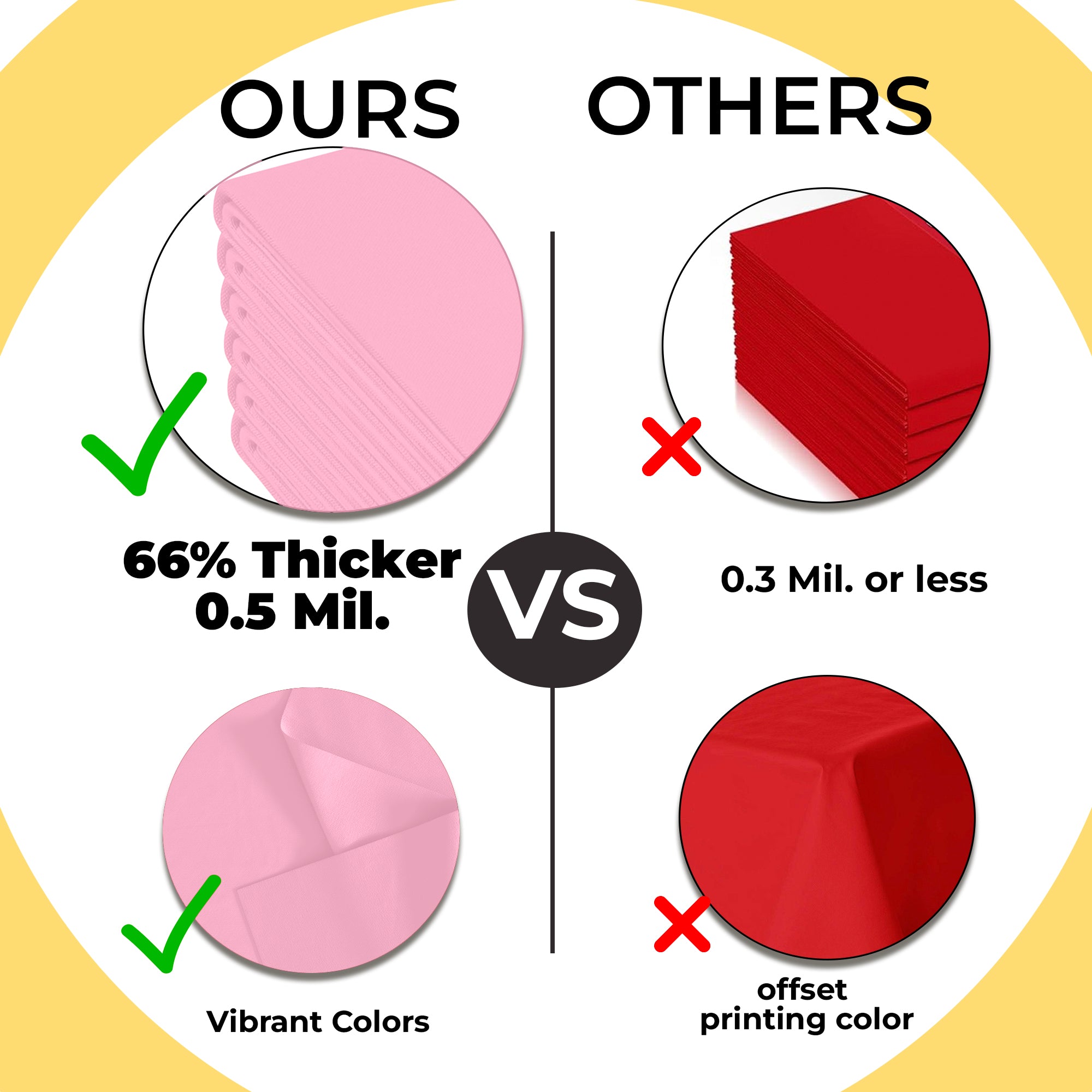 Premium Round Pink Plastic Table Covers | 12 Pack | 84 in.