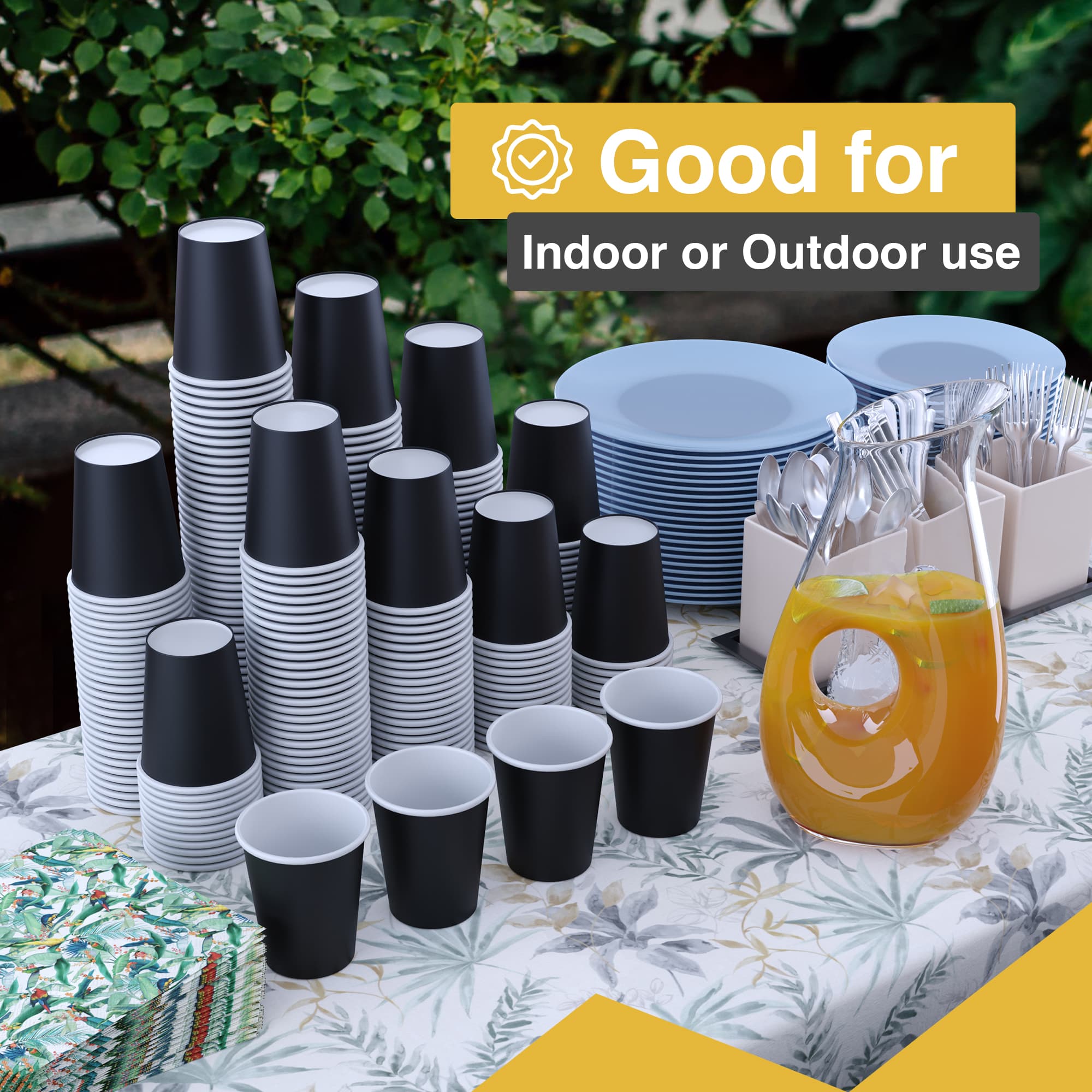 12 Oz. Black Paper Cups | 20 Count