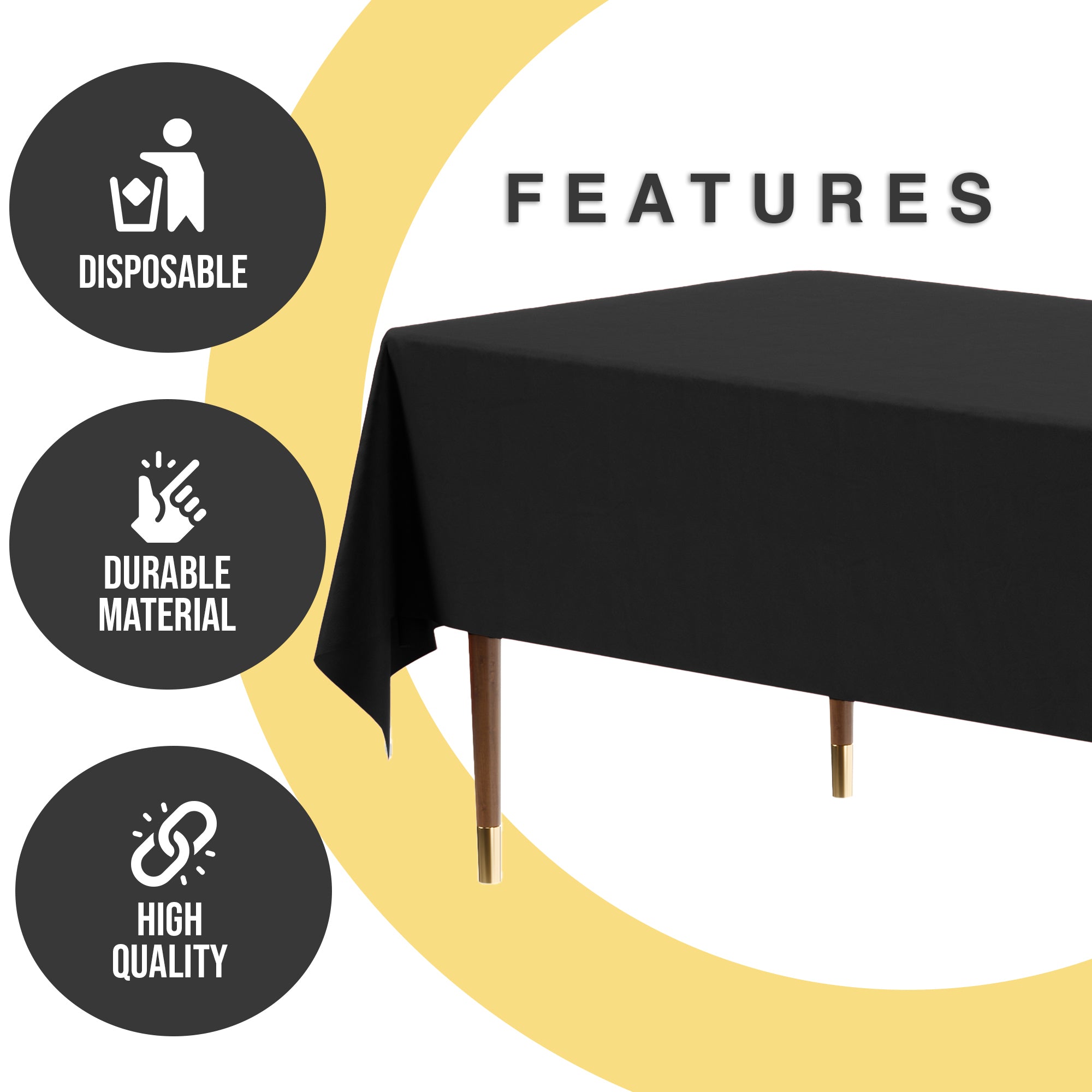 Premium Black Plastic Table Cover | 54 in. x 108 in.