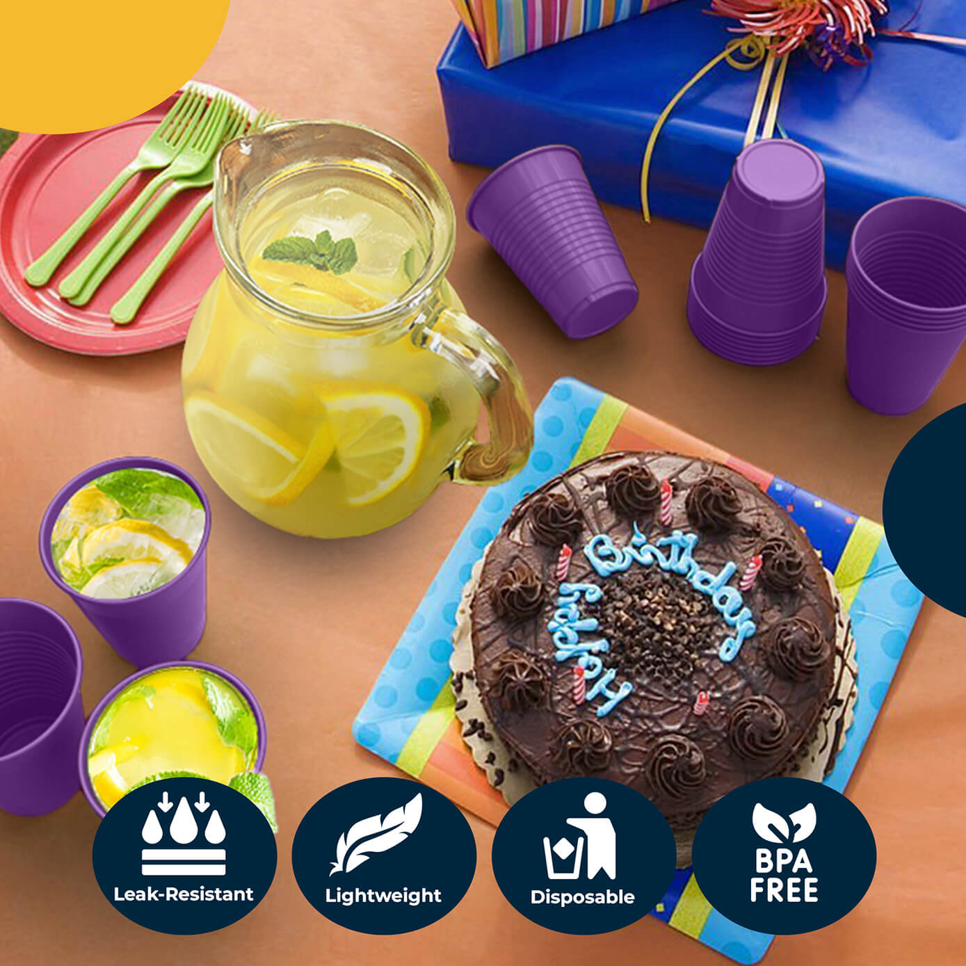 12 Oz. Purple Plastic Cups | 16 Count