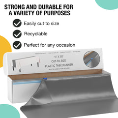 14 in. x 200 Ft. Cut To Size Silver Table Runner