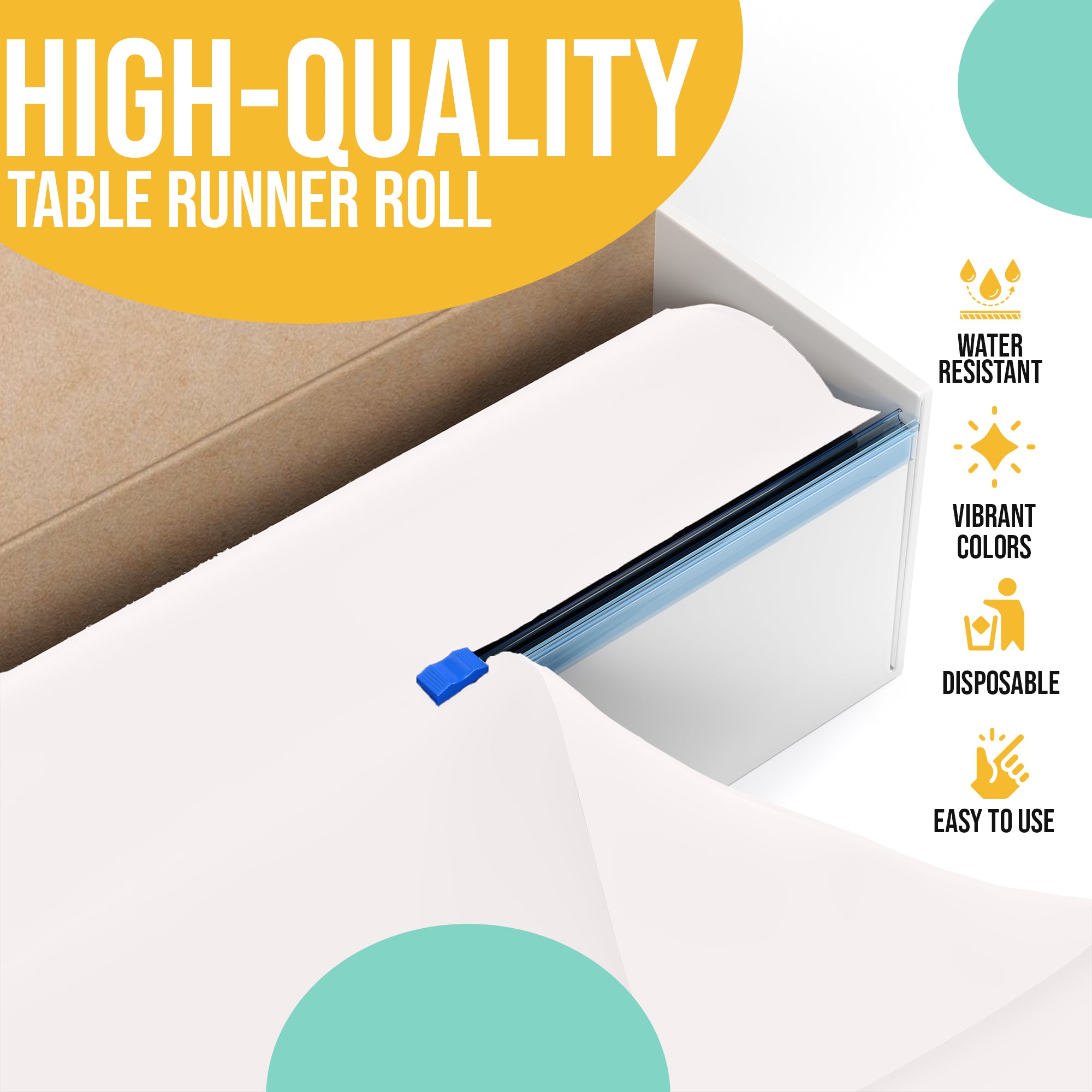 14 in. x 200 Ft. Cut To Size White Table Runner