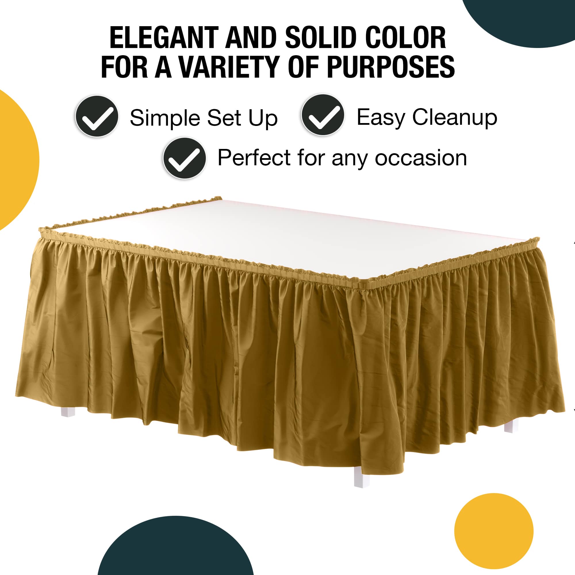 Gold Plastic Table Skirt | 6 Pack - 168 in. x 29 in.