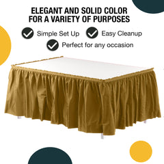 Gold Plastic Table Skirt | 6 Pack - 168 in. x 29 in.