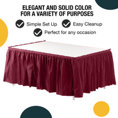 Burgundy Plastic Table Skirt | 168 in. x 29 in.