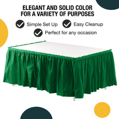 Emerald Green Plastic Table Skirt | 14 ft. x 29 in.