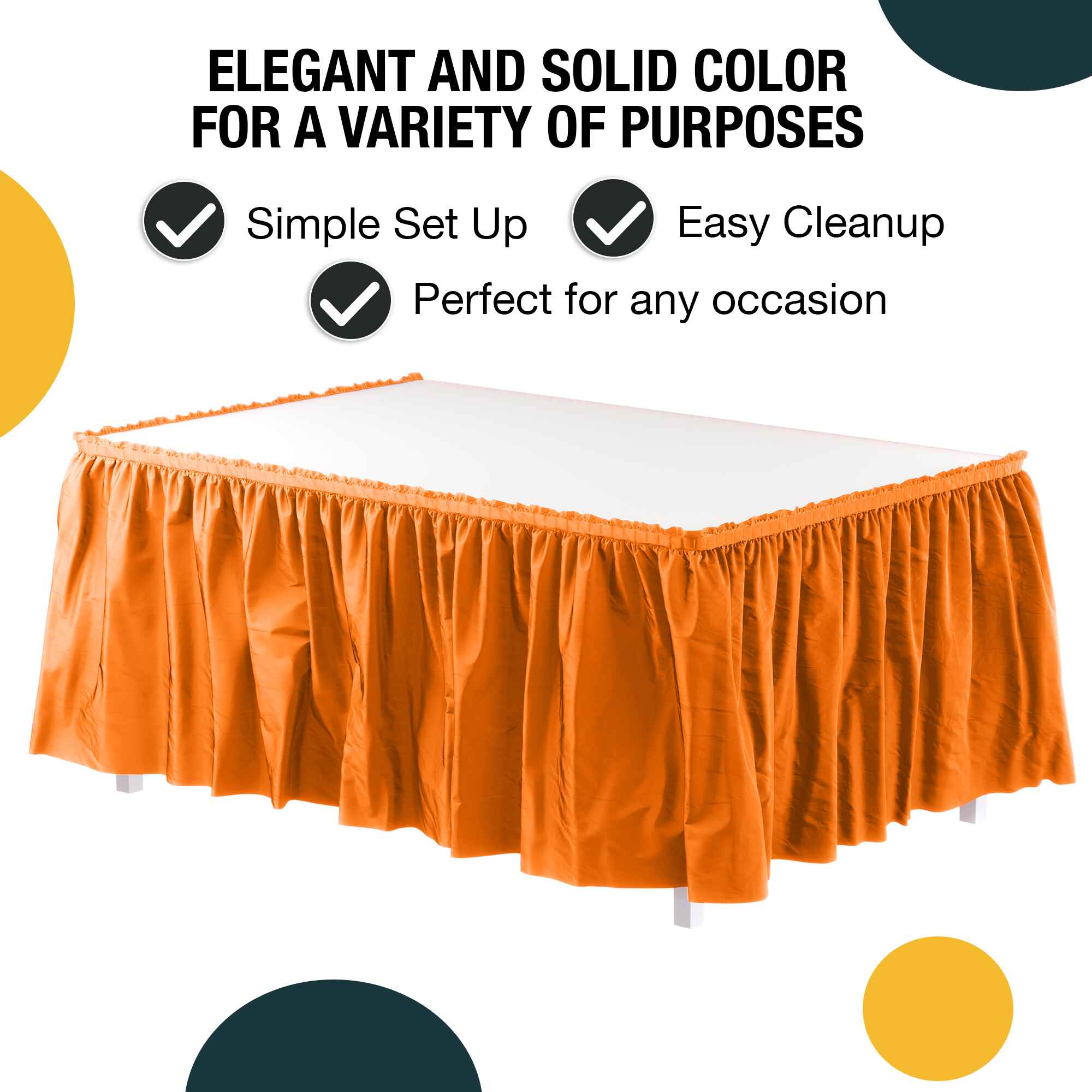 Orange Plastic Table Skirt | 6 Pack