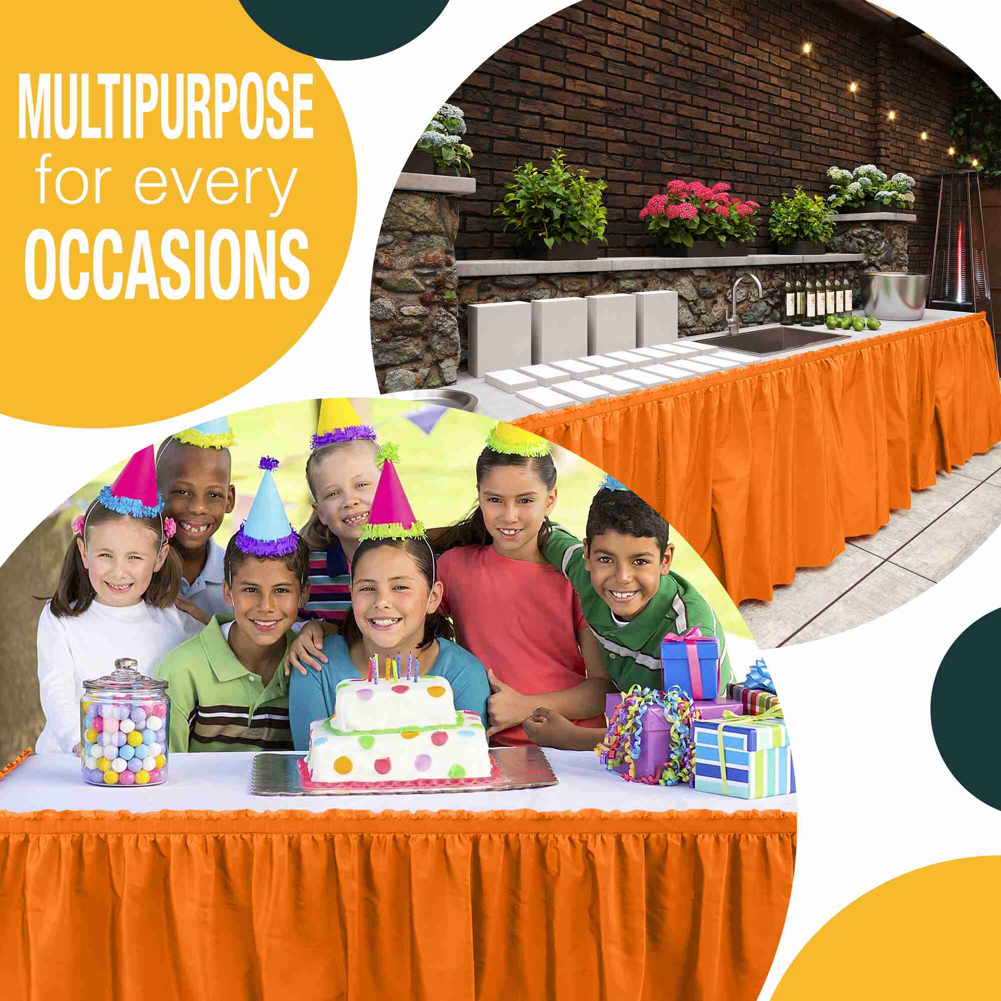 Orange Plastic Table Skirt | Case of 48