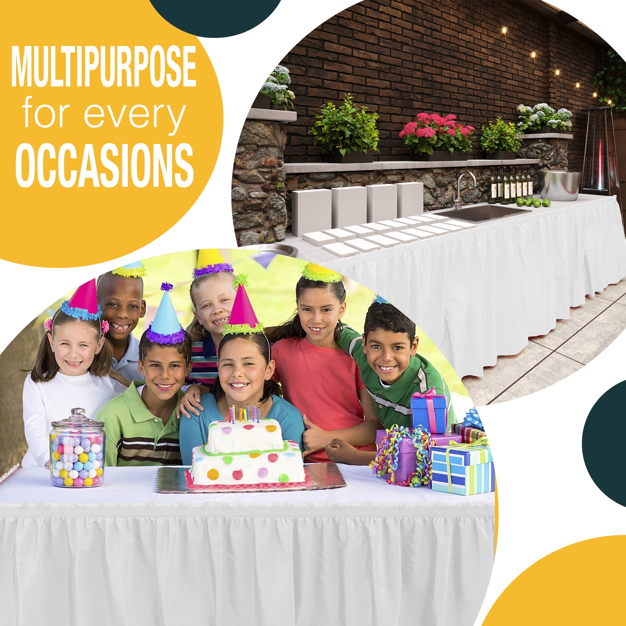 White Plastic Table Skirt | 168 in. x 29 in.