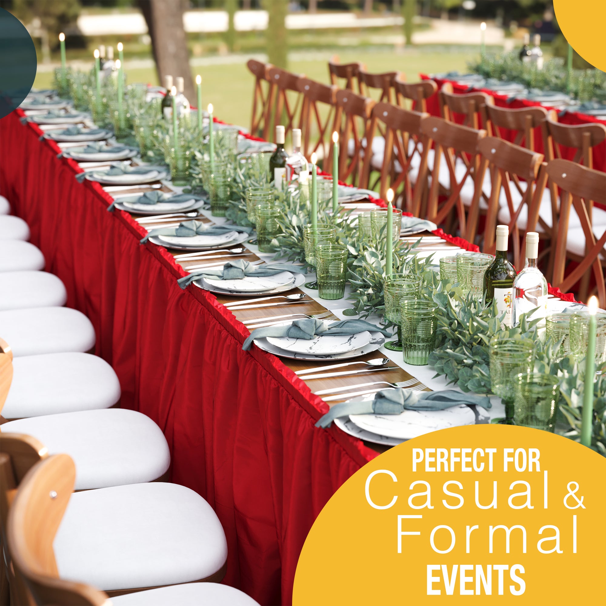 Red Plastic Table Skirt | 14 ft. x 29 in.