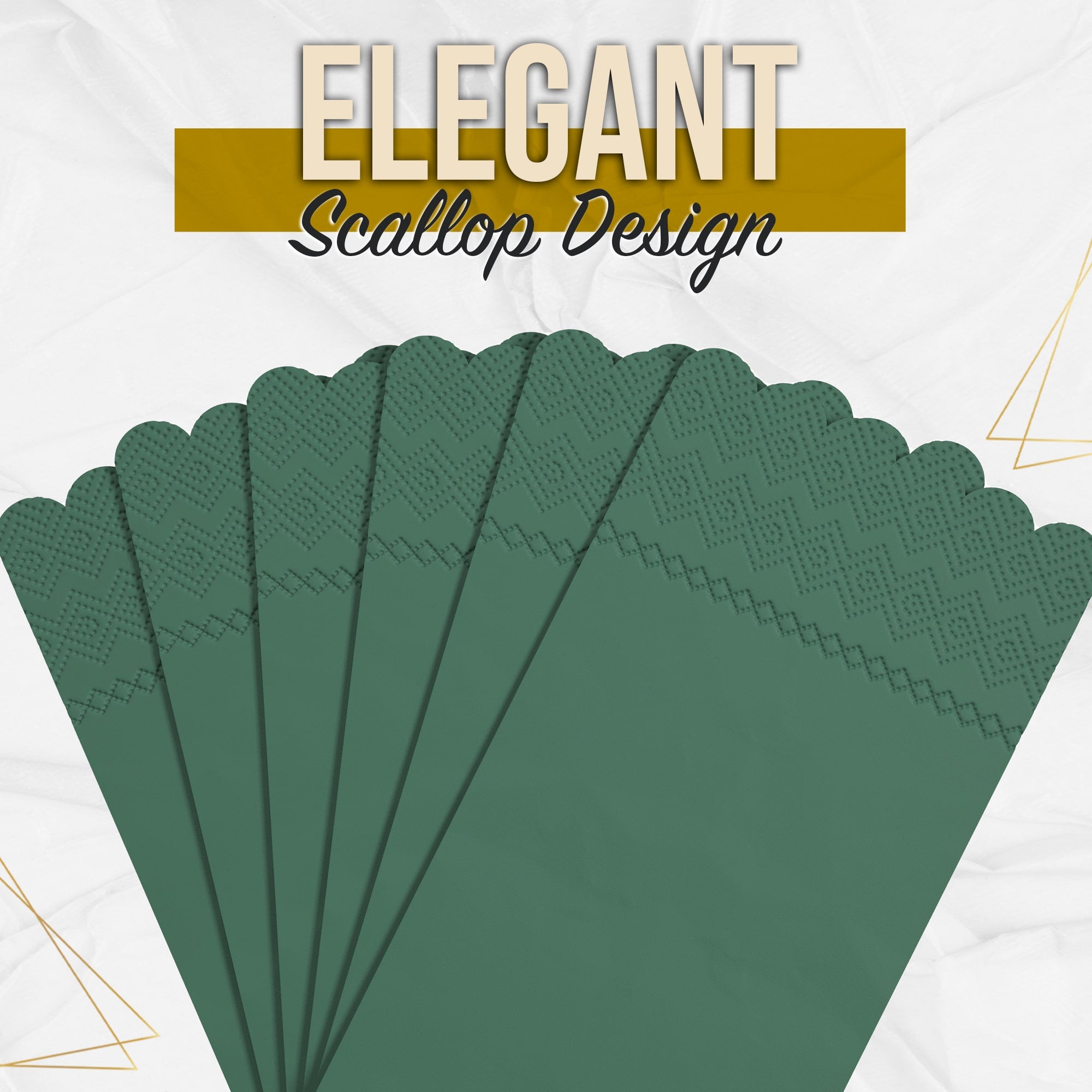 3 Ply Cypress Green Scalloped Napkins - 20 Ct.