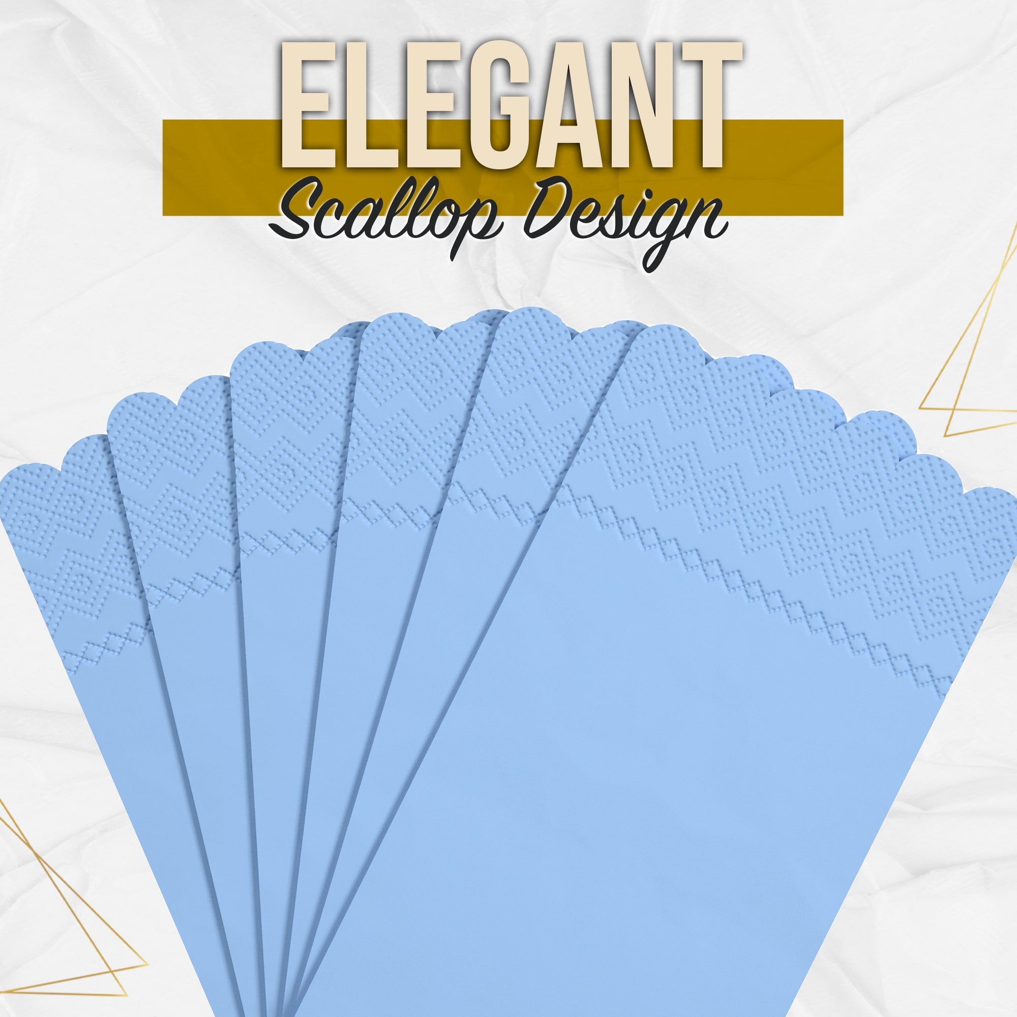 3 Ply Sky Blue Scalloped Napkins - 20 Ct.