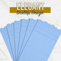3 Ply Sky Blue Scalloped Napkins - 20 Ct.
