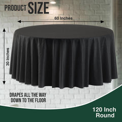 120 in. Premium Round Black Plastic Table Cover | Case of 60