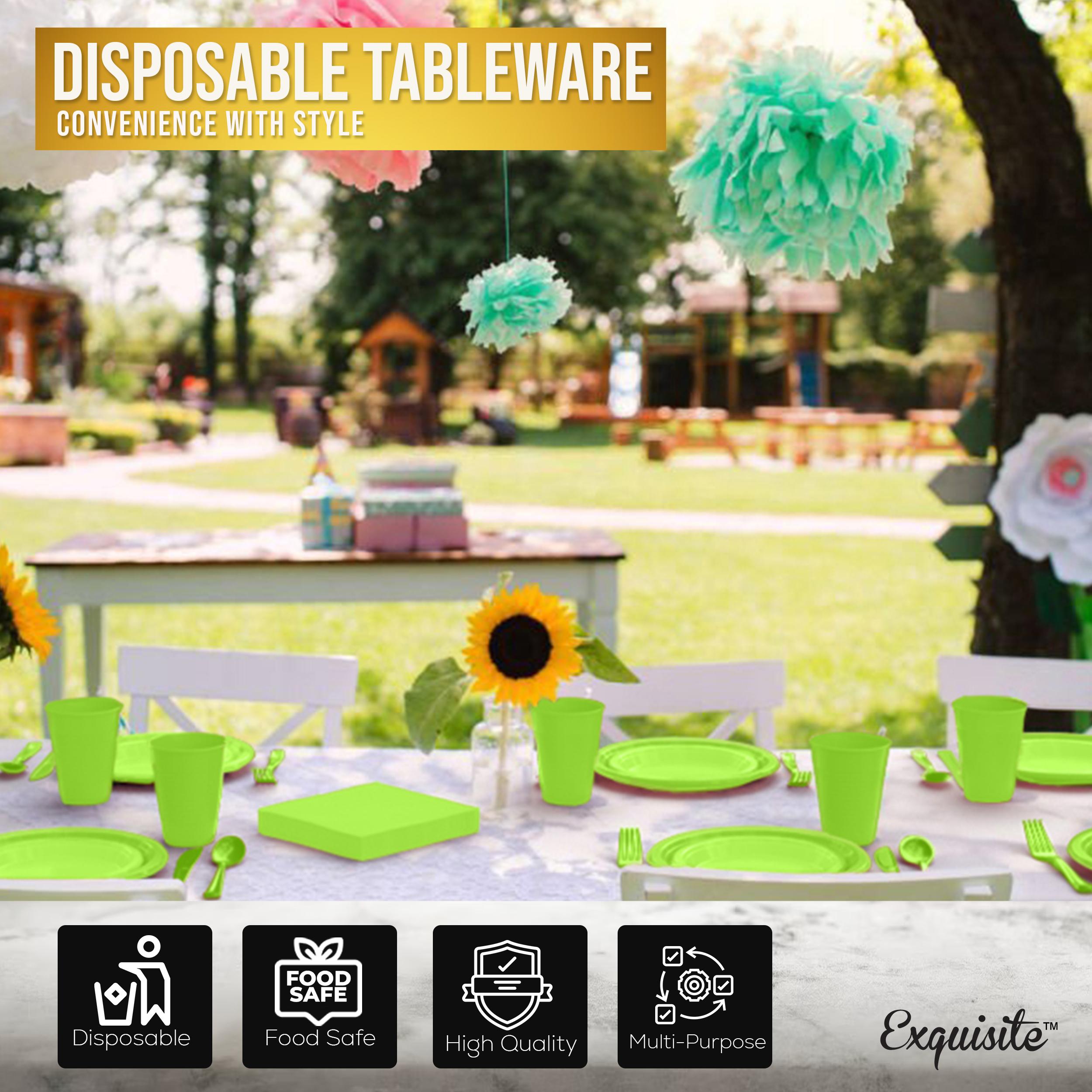 182 Pcs Lime Green Plastic Dinnerware Set | Setting for 26