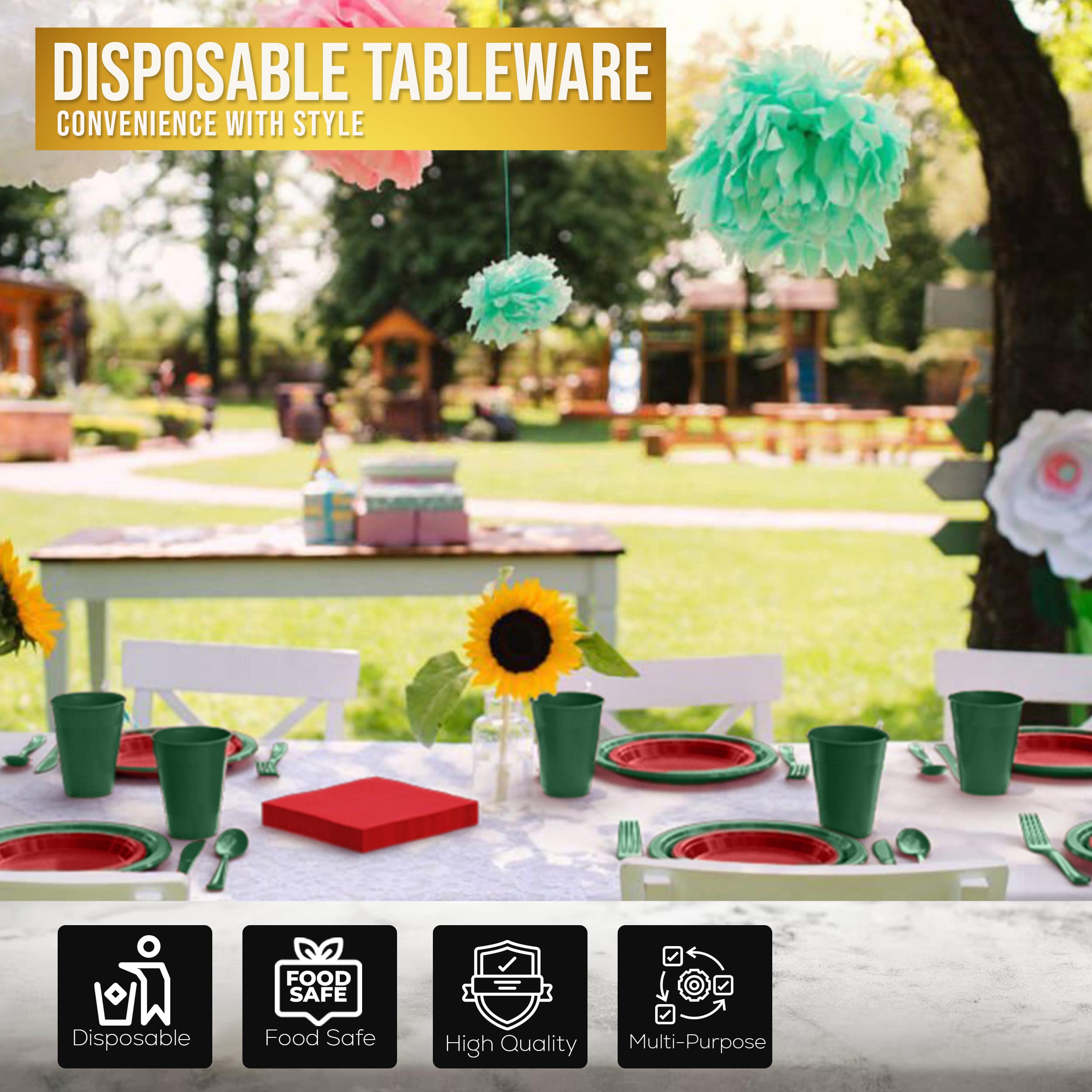 350 Pcs Holiday Disposable Tableware Set
