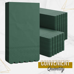3 Ply Cypress Green Scalloped Napkins - 20 Ct.