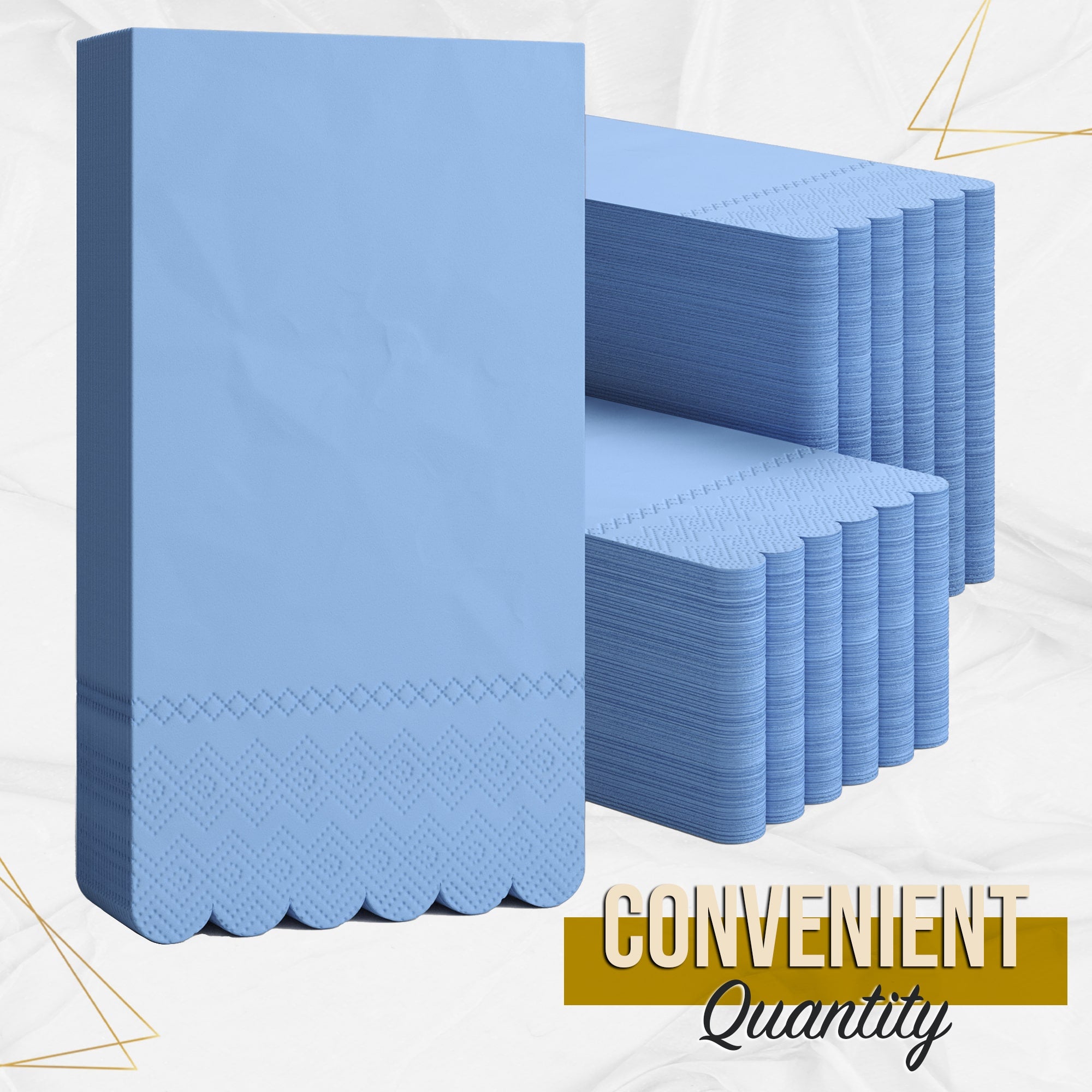 3 Ply Sky Blue Scalloped Napkins - 20 Ct.