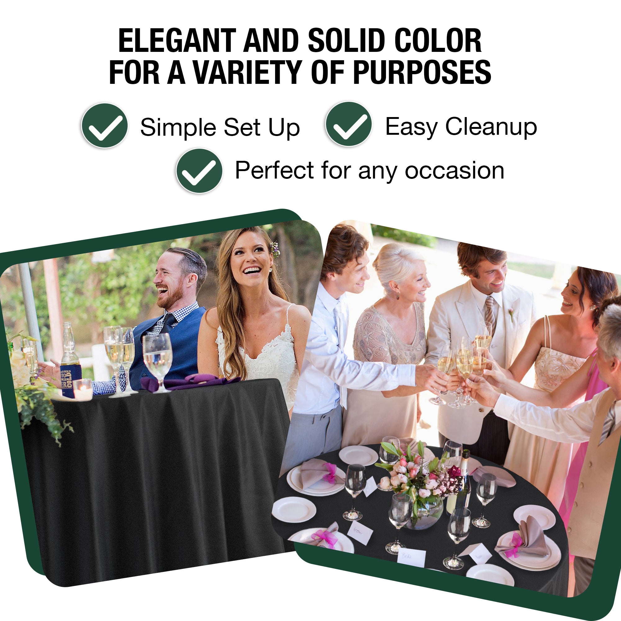 120 in. Premium Round Black Plastic Table Covers | 6 Count