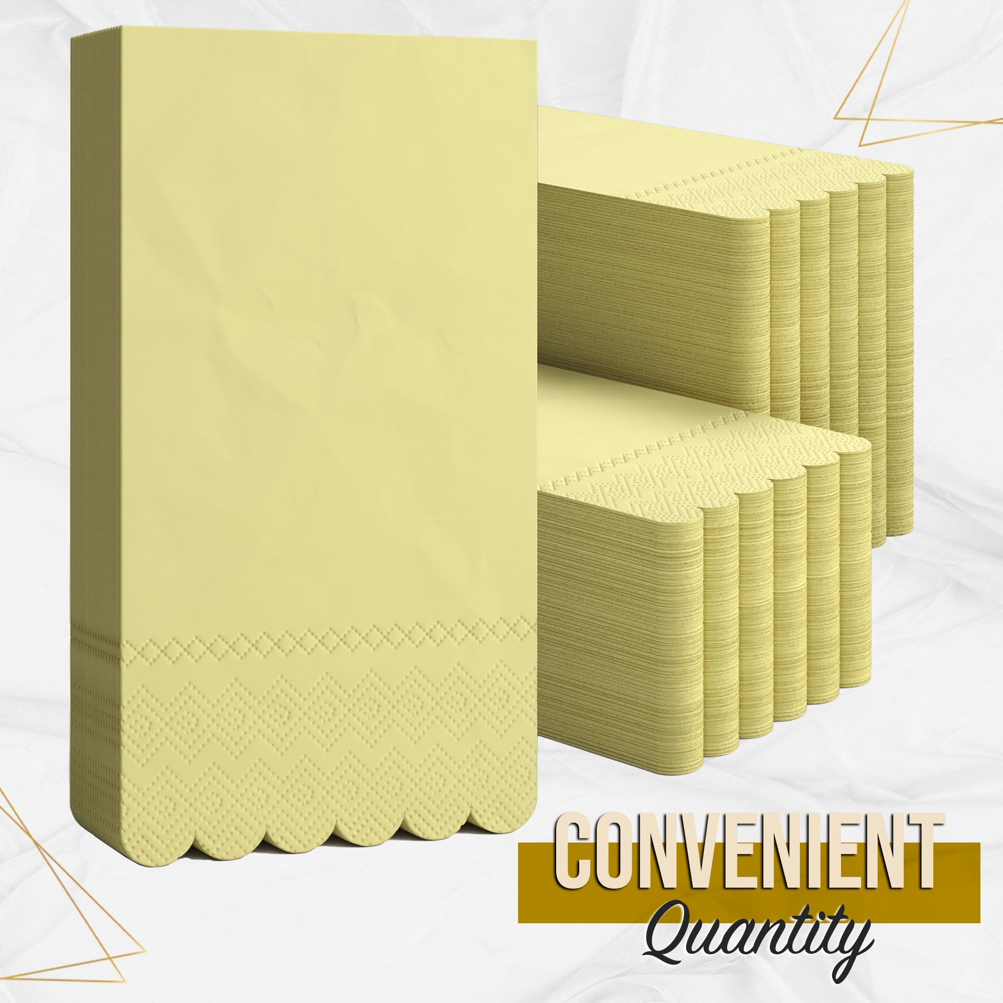 3 Ply Buttercup Yellow Scalloped Napkins - 20 Ct.