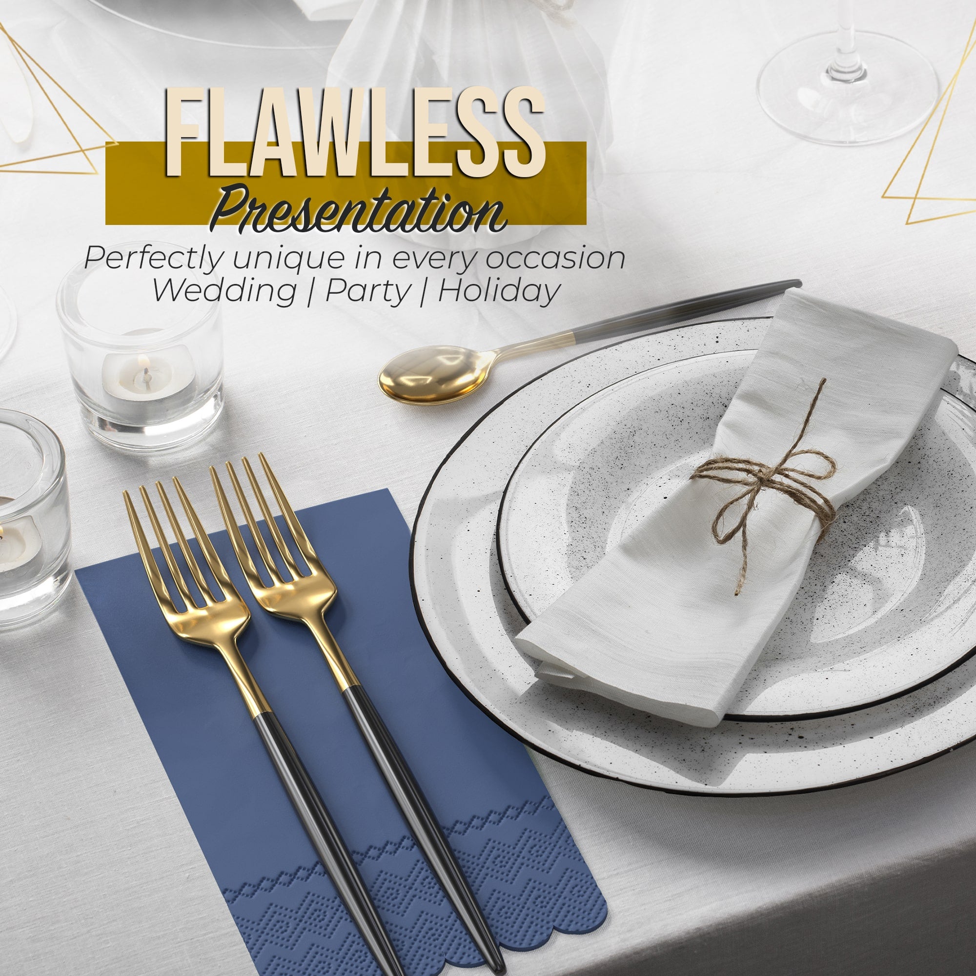 3 Ply China Blue Scalloped Napkins - 20 Ct.