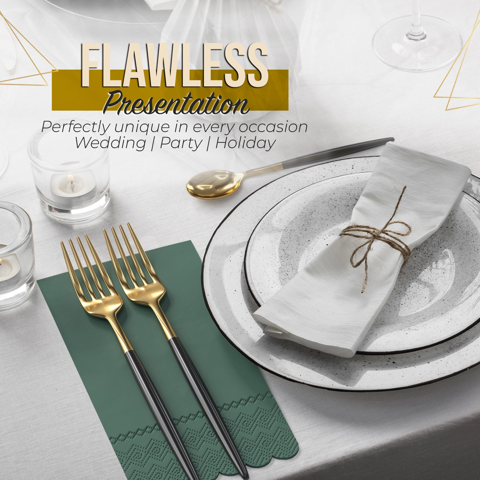 3 Ply Cypress Green Scalloped Napkins - 20 Ct.