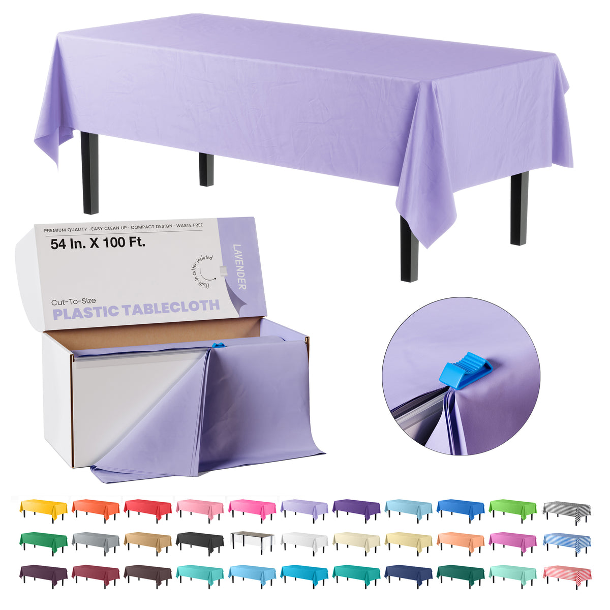 54 in. x 100 Ft. Cut To Size Table Roll  | Lavender | Case of 6