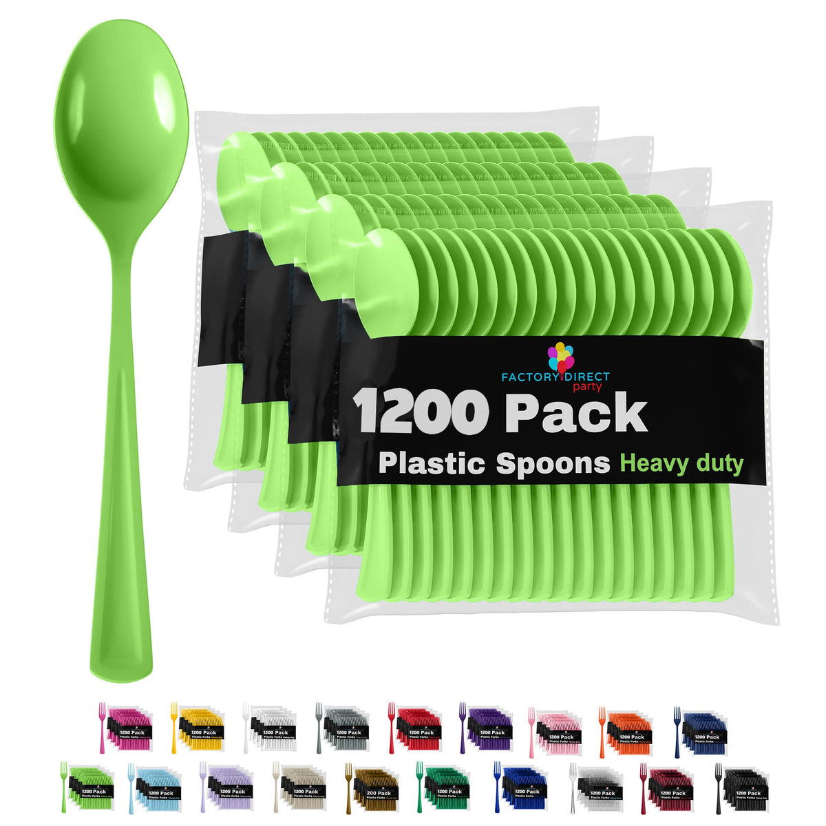 Heavy Duty Lime Green Plastic Spoons | Case of 1200