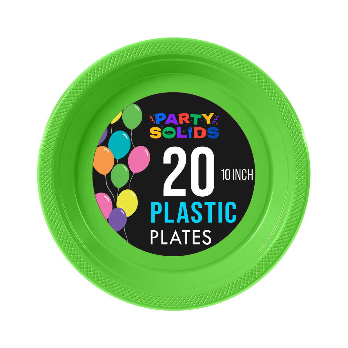 10 In. Lime Green Plastic Plates - 20 Ct.