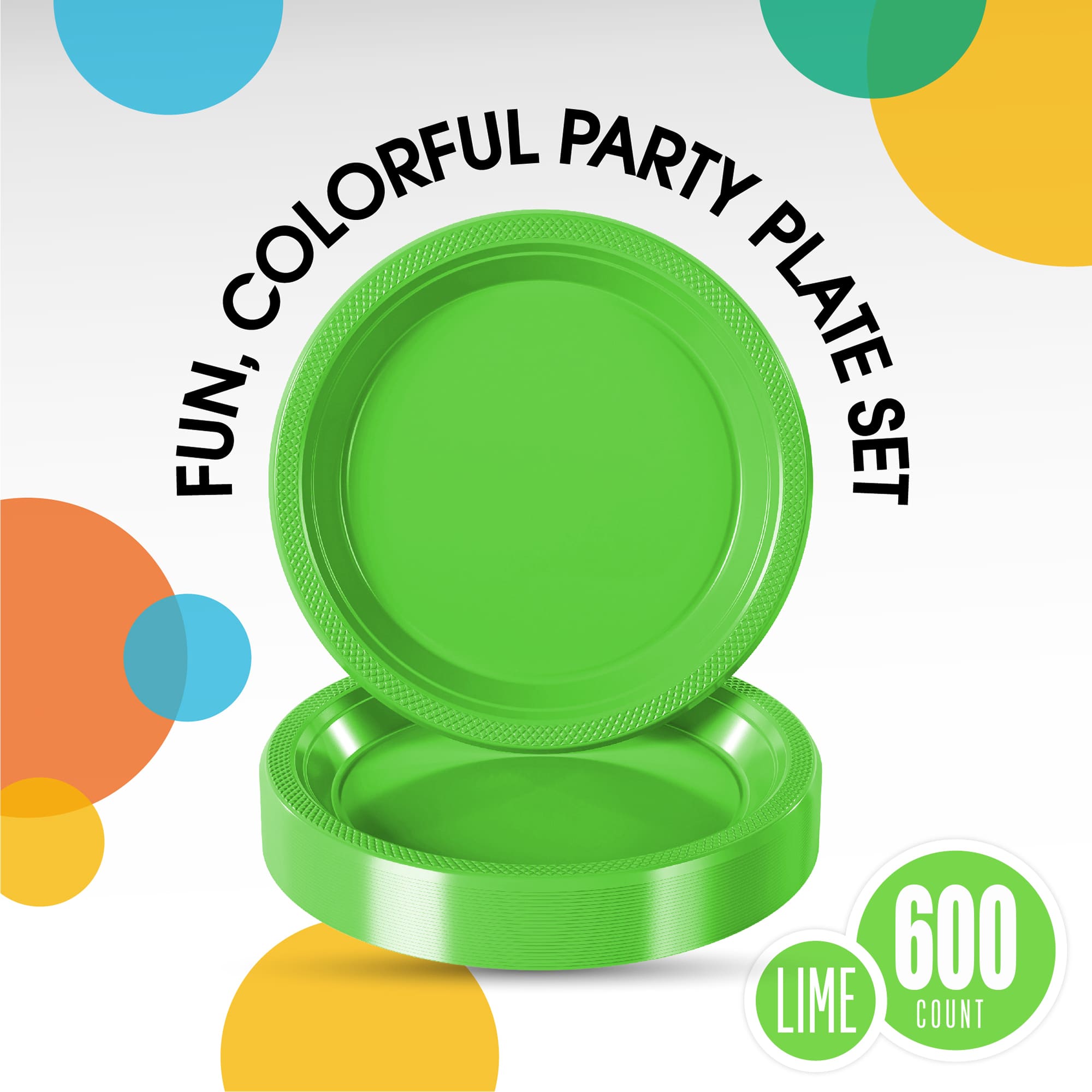 9 In. Lime Green Plastic Plates | Case of 600