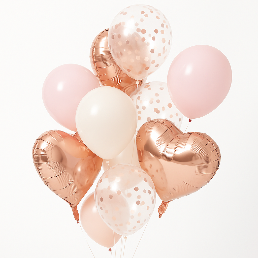 Elegant Rose Gold & Blush Balloon Bouquet