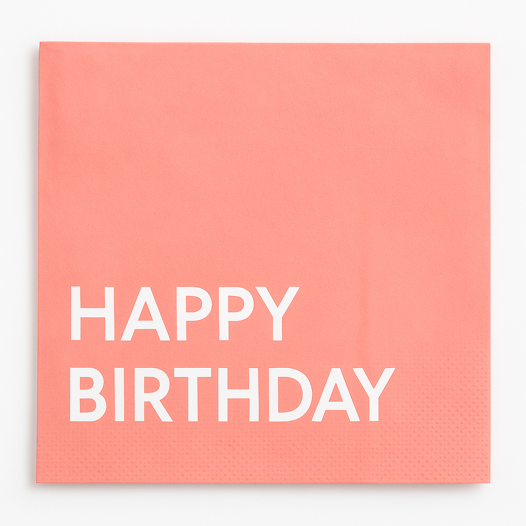 Bright Pastel "Happy Birthday" Coral Lunch Napkins, 16-Pack