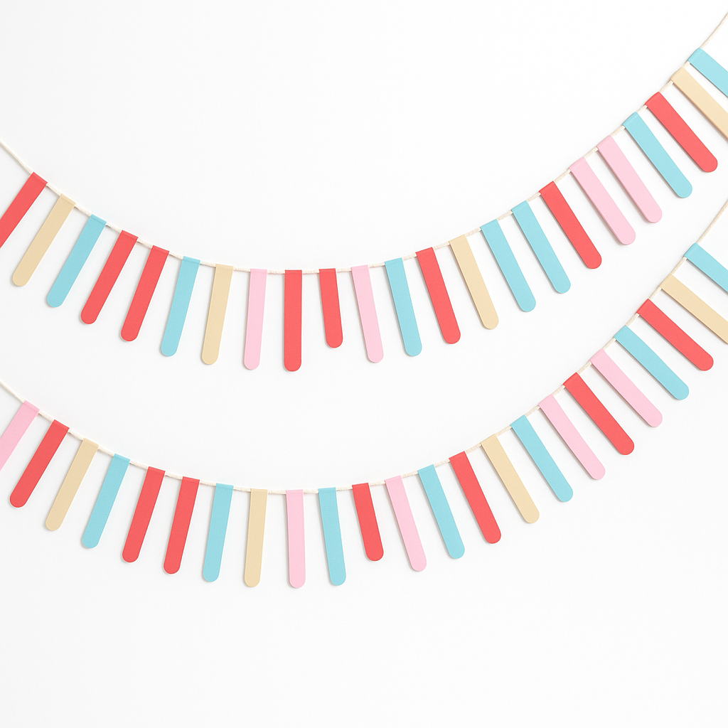 Vibrant Pastel Card Sticks Banner for Birthdays