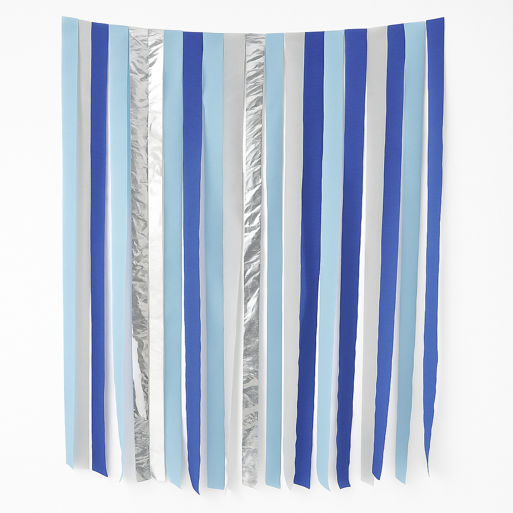 Blue and Silver Streamer Backdrop Kit