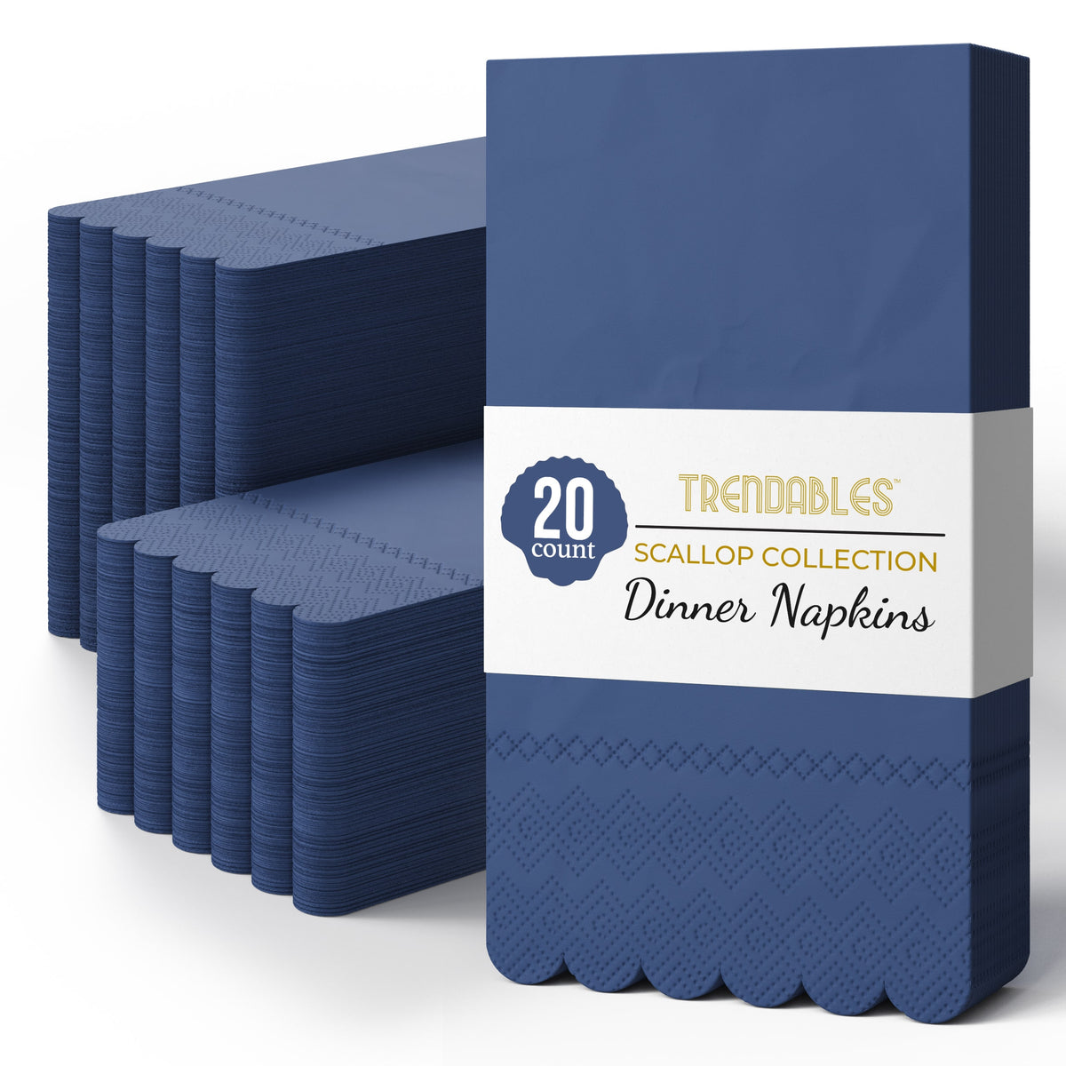 3 Ply China Blue Scalloped Napkins - 20 Ct.