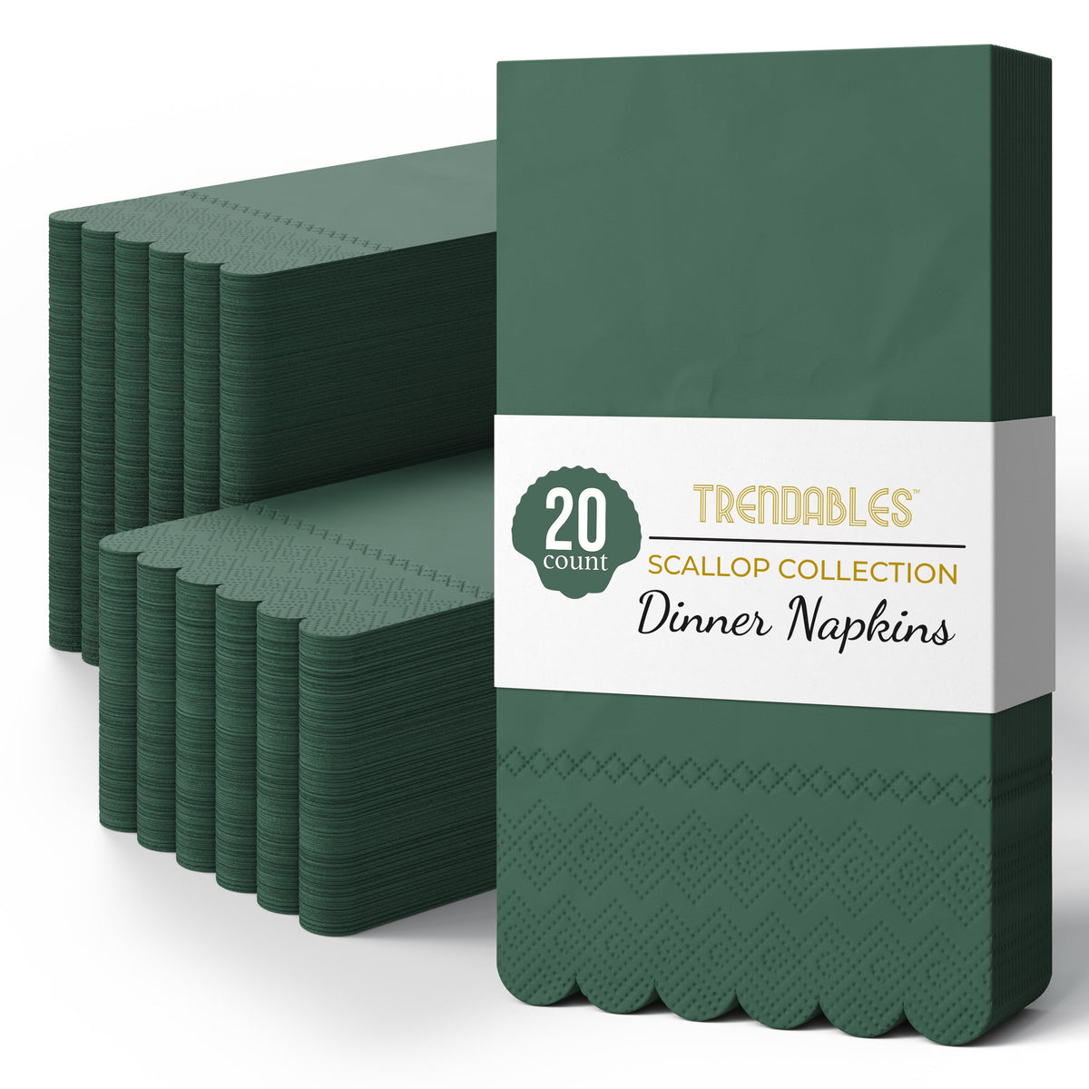 3 Ply Cypress Green Scalloped Napkins - 20 Ct.