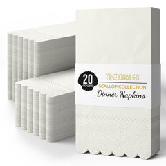 3 Ply Ivory Scalloped Napkins - 20 Ct.