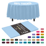 Premium Round Light Blue Plastic Table Cover | 84 in.
