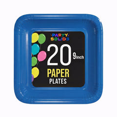 9 In. Dark Blue Square Paper Plates - 20 Ct.