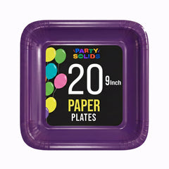 9 In. Purple Square Paper Plates - 20 Ct.