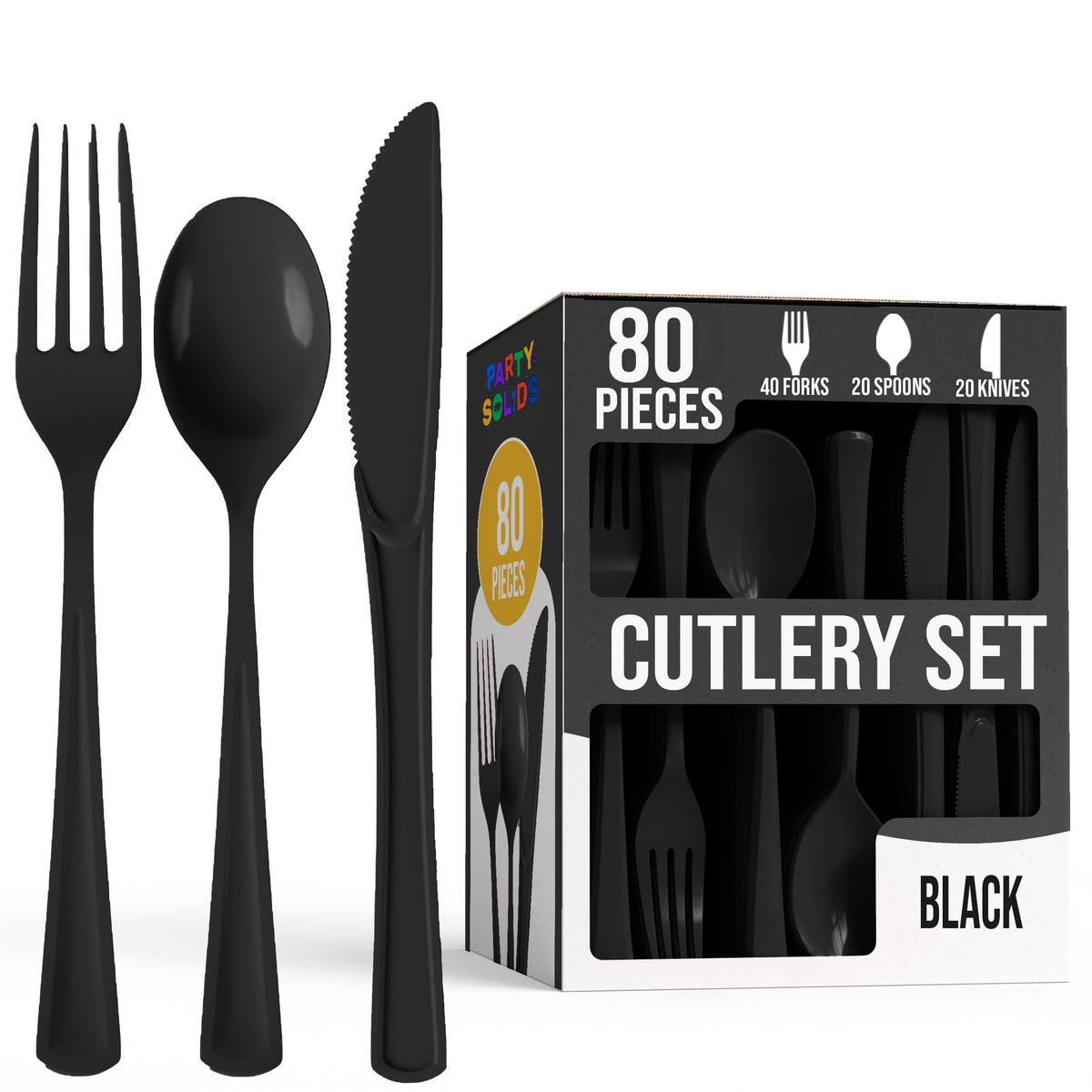 Heavy Duty Black Cutlery Combo - 80 Count