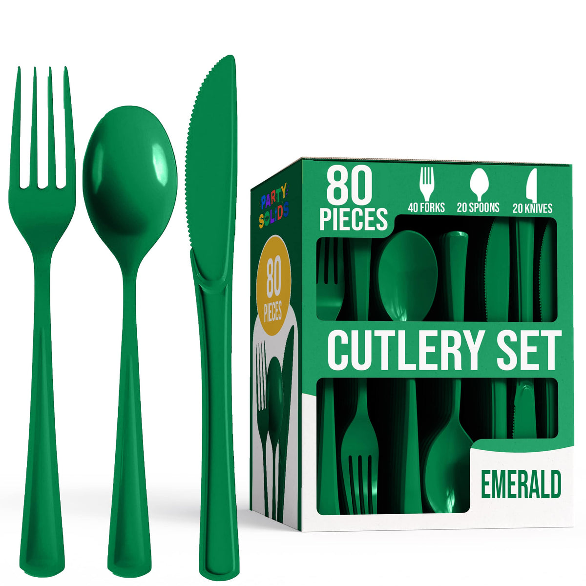 Heavy Duty Emerald Green Cutlery Combo - 80 Count